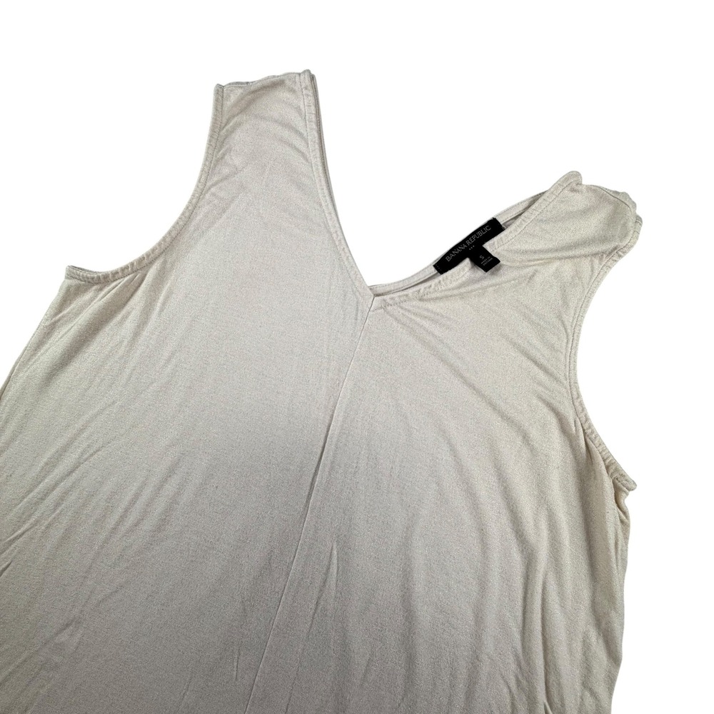 Banana Republic Tank Top Women Small Cream V-Neck Sleeveless Rayon Blend HOL16